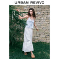 URBAN REVIVO Wave Splicing Lace Skirt