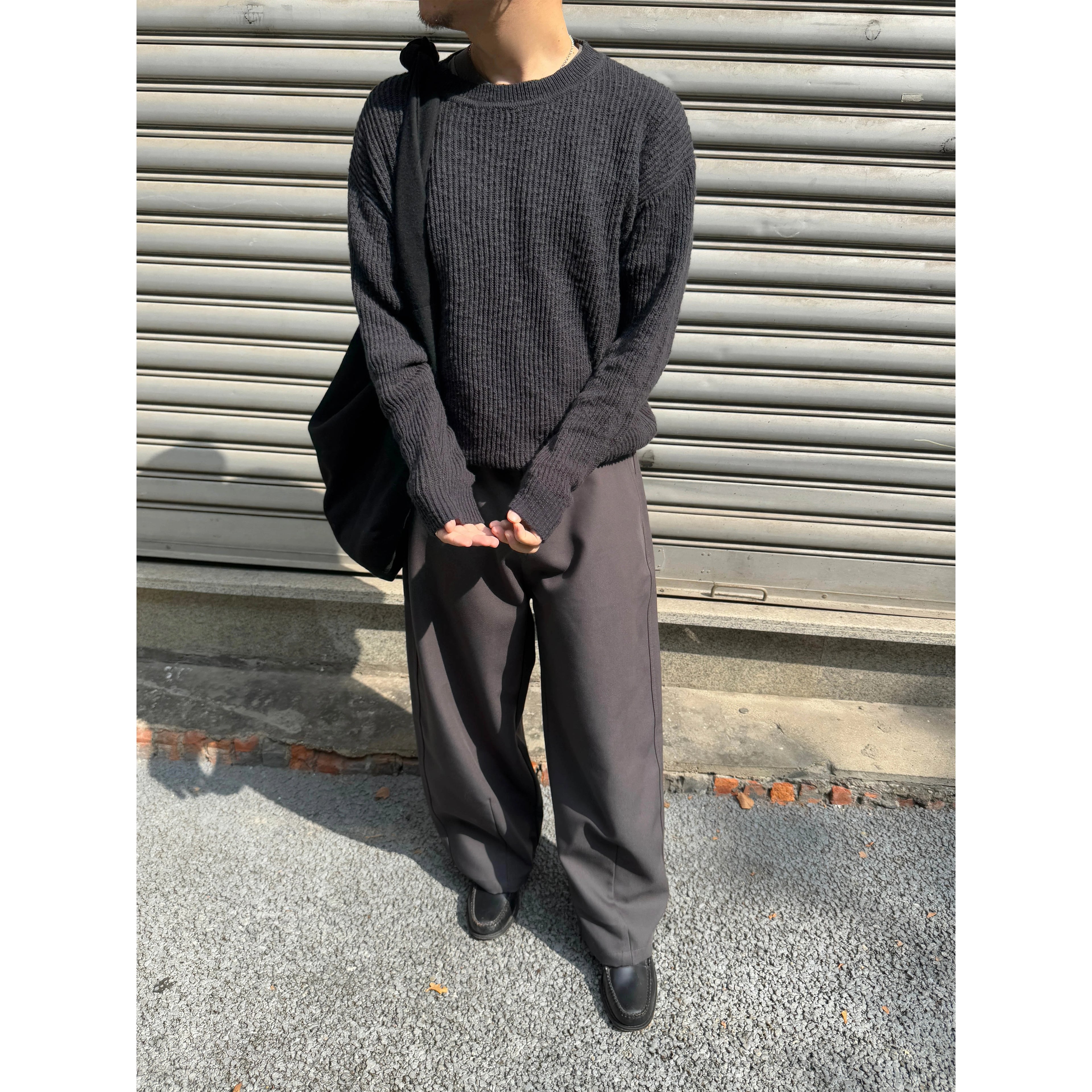 Anniehall Textured Slub Belly Yarn Sweater