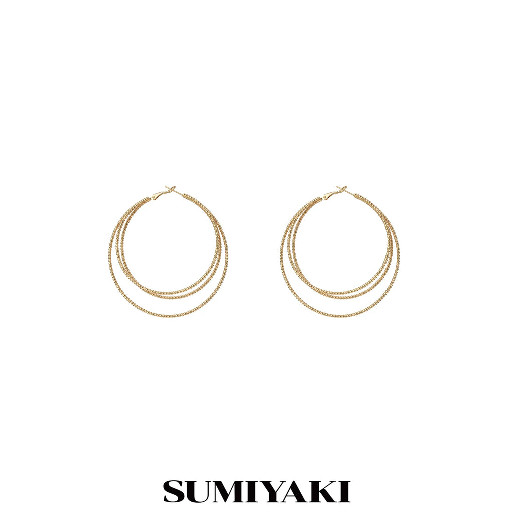 SUMIYAKI Three-layer Premium Plain Ring Earrings