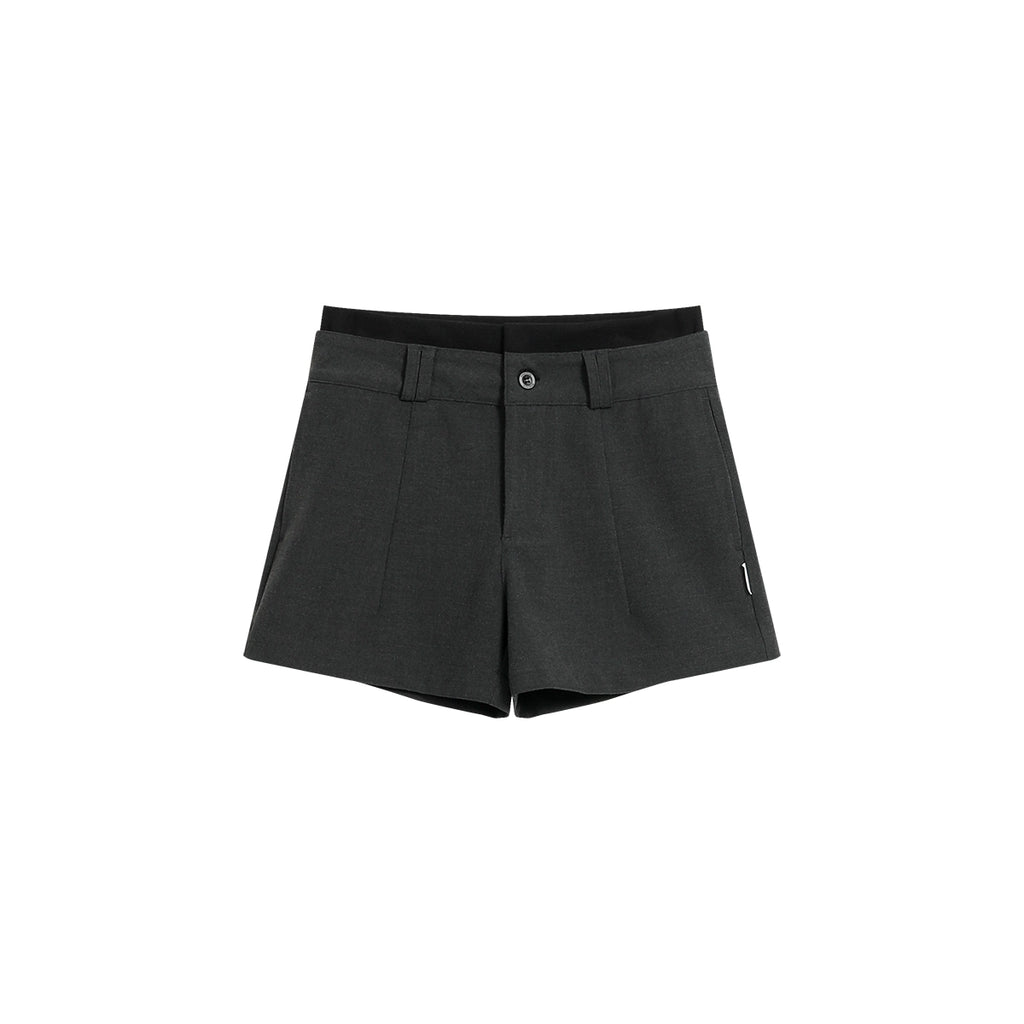 FUNKYFUN Threaded Splicing Fake Two-Piece Double Waist Shorts