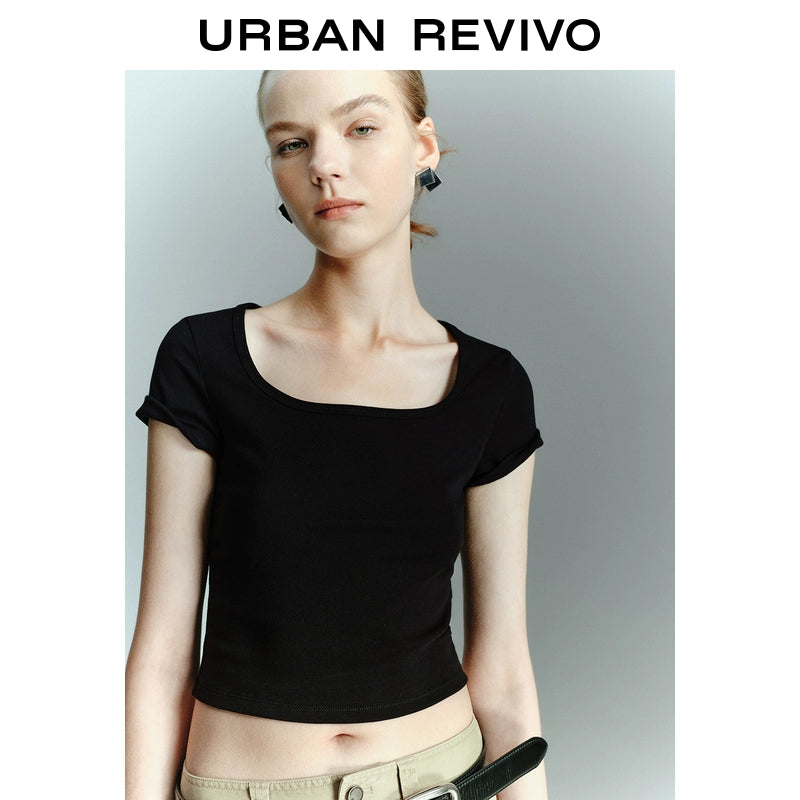 URBAN REVIVO Casual Versatile Short Slim Tee