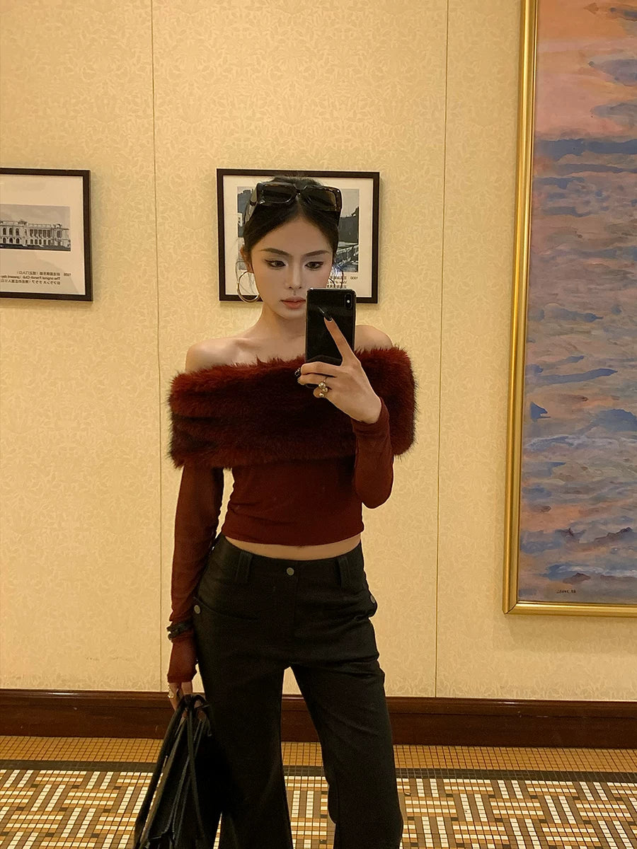 CHUYUQI Shoulder-knit Sweater