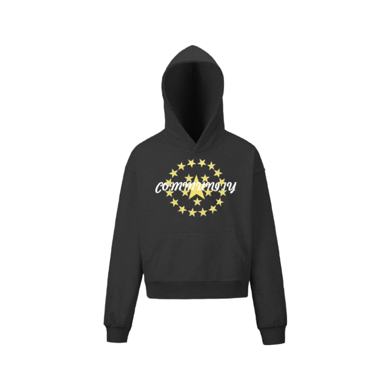 KONOOT Pentagram Print Short and Wide Cut Hooded Sweater