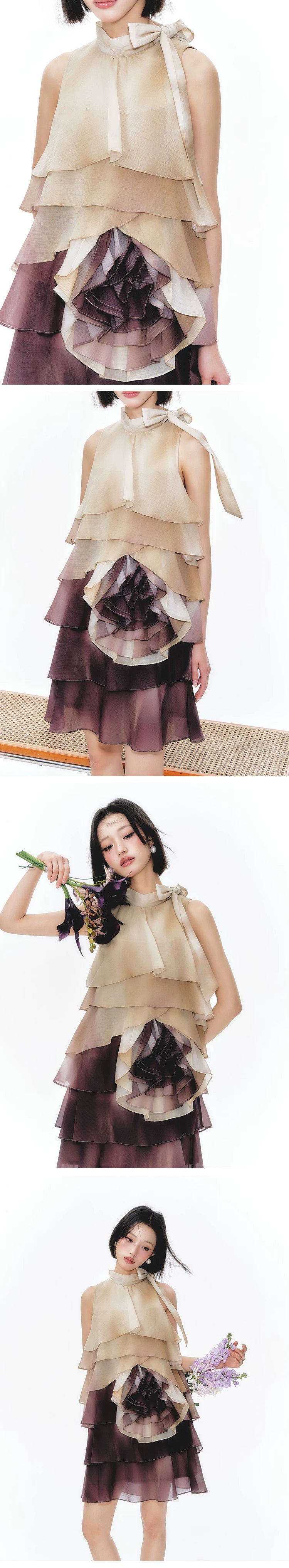 YEDM Gradual Change Layering Suspender Dress