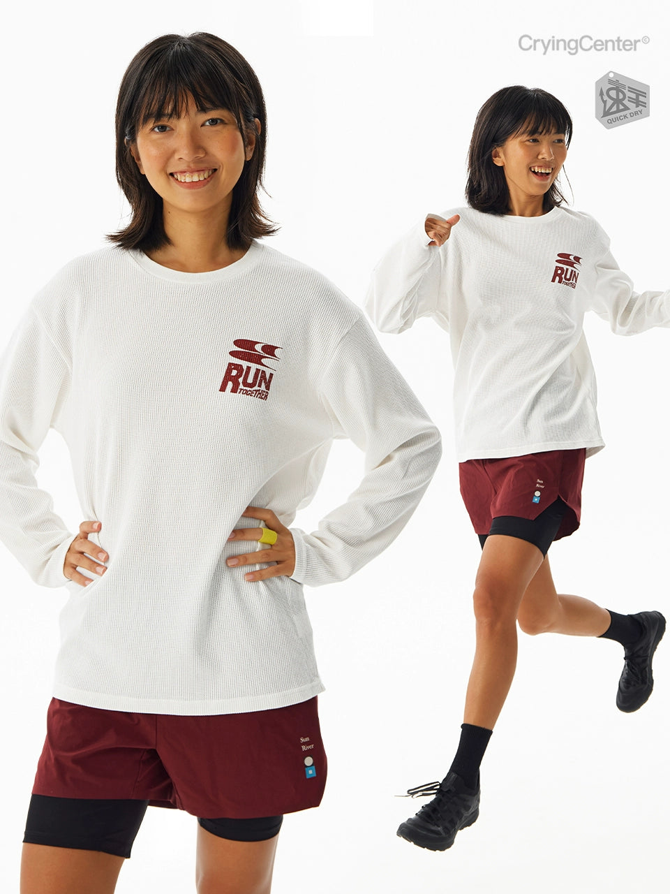 CryingCenter Quick Drying Breathable Waffle Loose Long Sleeve