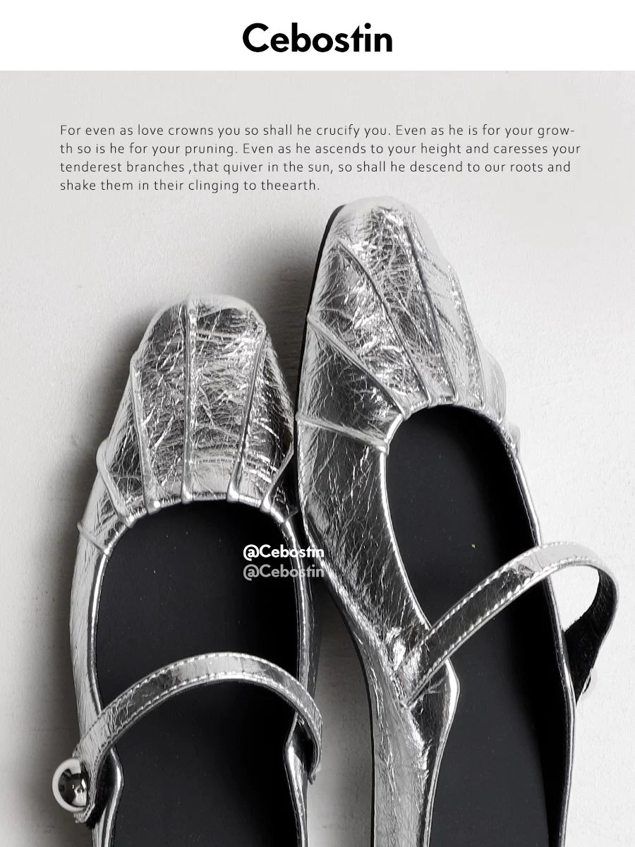 Cebostin Mary Jane Folded Baotou Half Slippers
