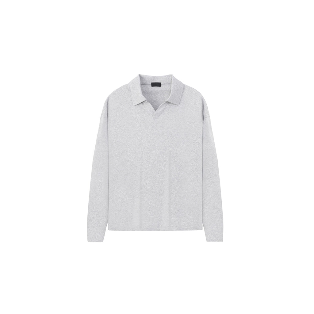 PLUS NO LOGO Casual Seagull Neck Long-sleeved Polo Shirt