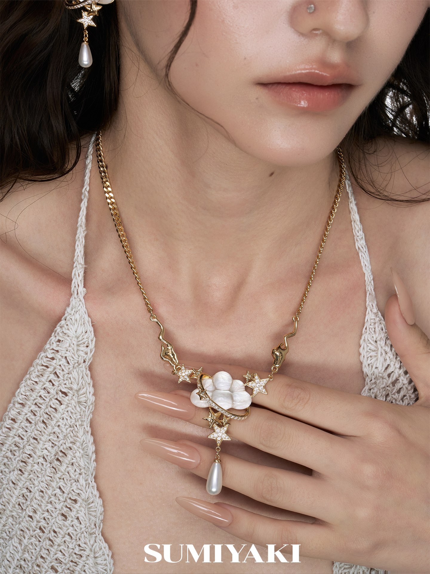 SUMIYAKI Niche Full of Diamond Star Necklace