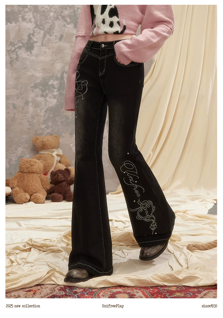 UNIFREE Hot Diamond Narrow Edition Non-stick Leg Slightly Mopping Jeans