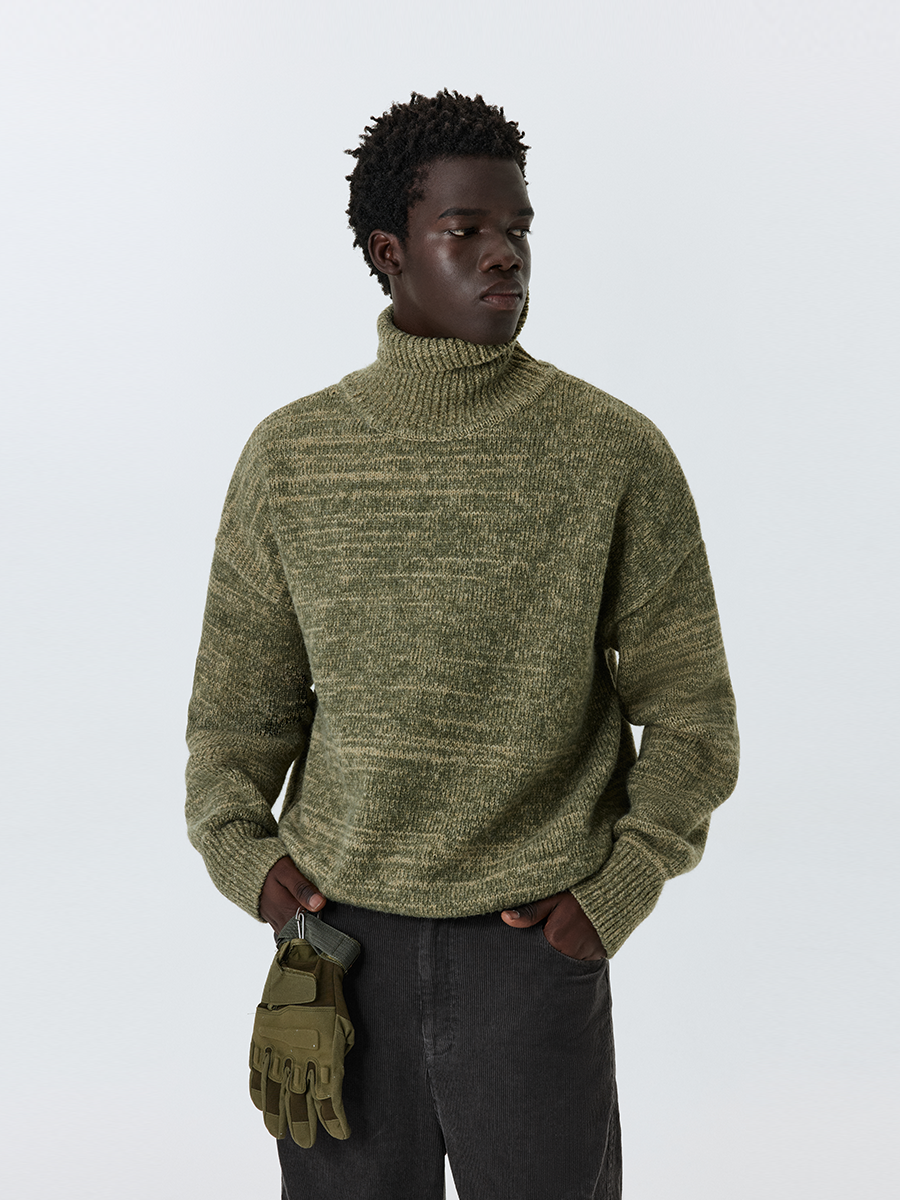 ATRY Retro Stand-up Collar Gradual Change Sweater