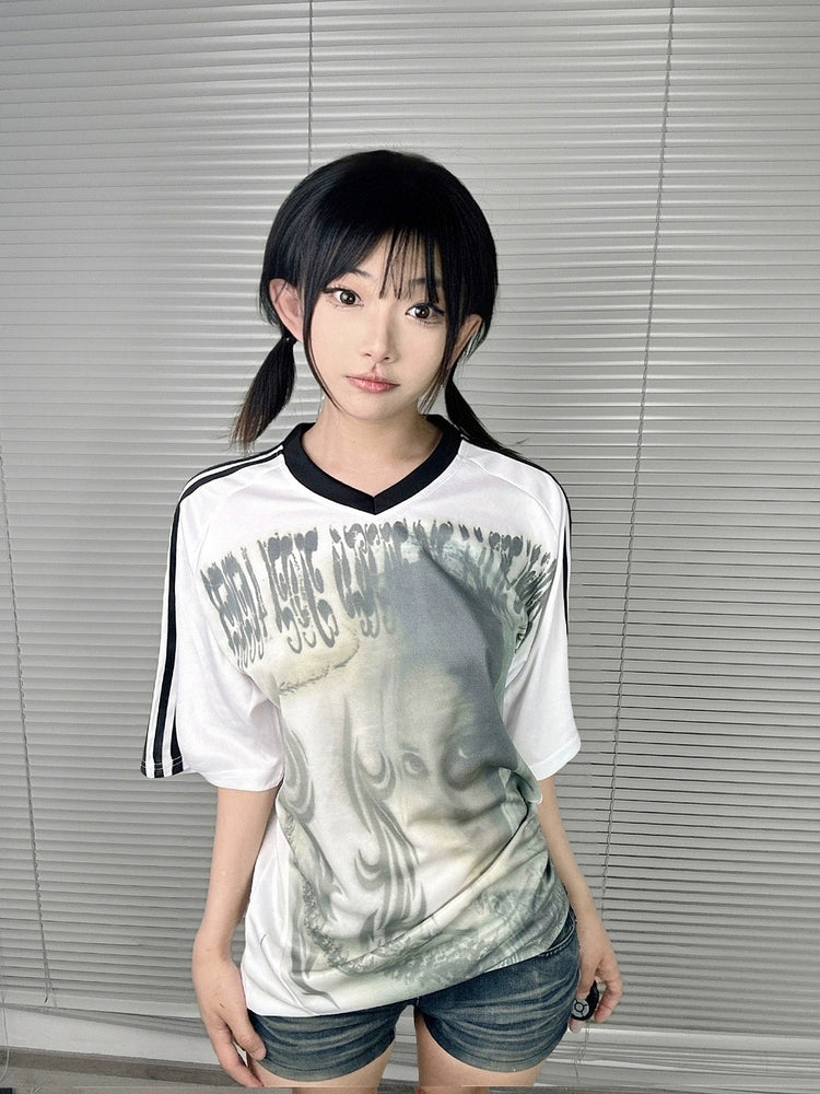 WEBBAR Japanese Gothic V-neck Tee