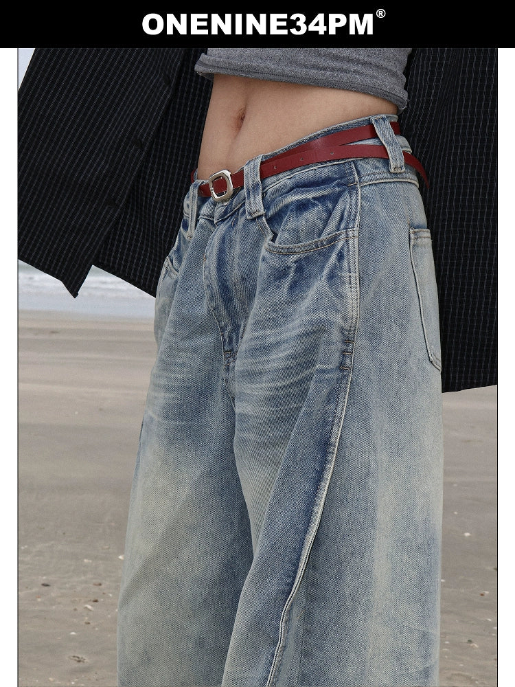 ONENINE34PM Old Cat Whisker Retro Loose Straight Jeans