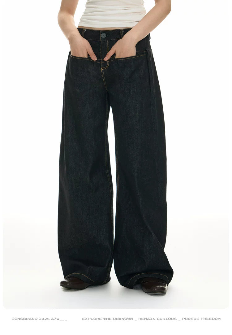 TGNS Vintage Banged Nailed Belt Loose Jeans