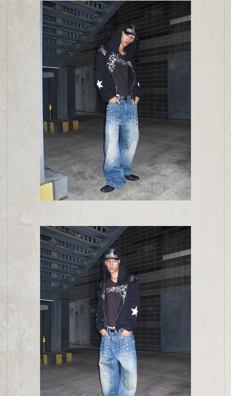 KONOOT Casual Wash Straight Loose Jeans