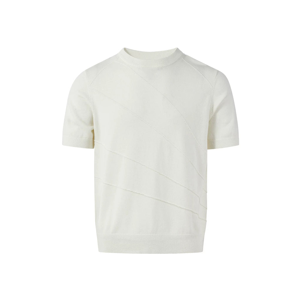 KREATE Front Shoulder Three-dimensional Jacquard Crew Neck Knitted Tee