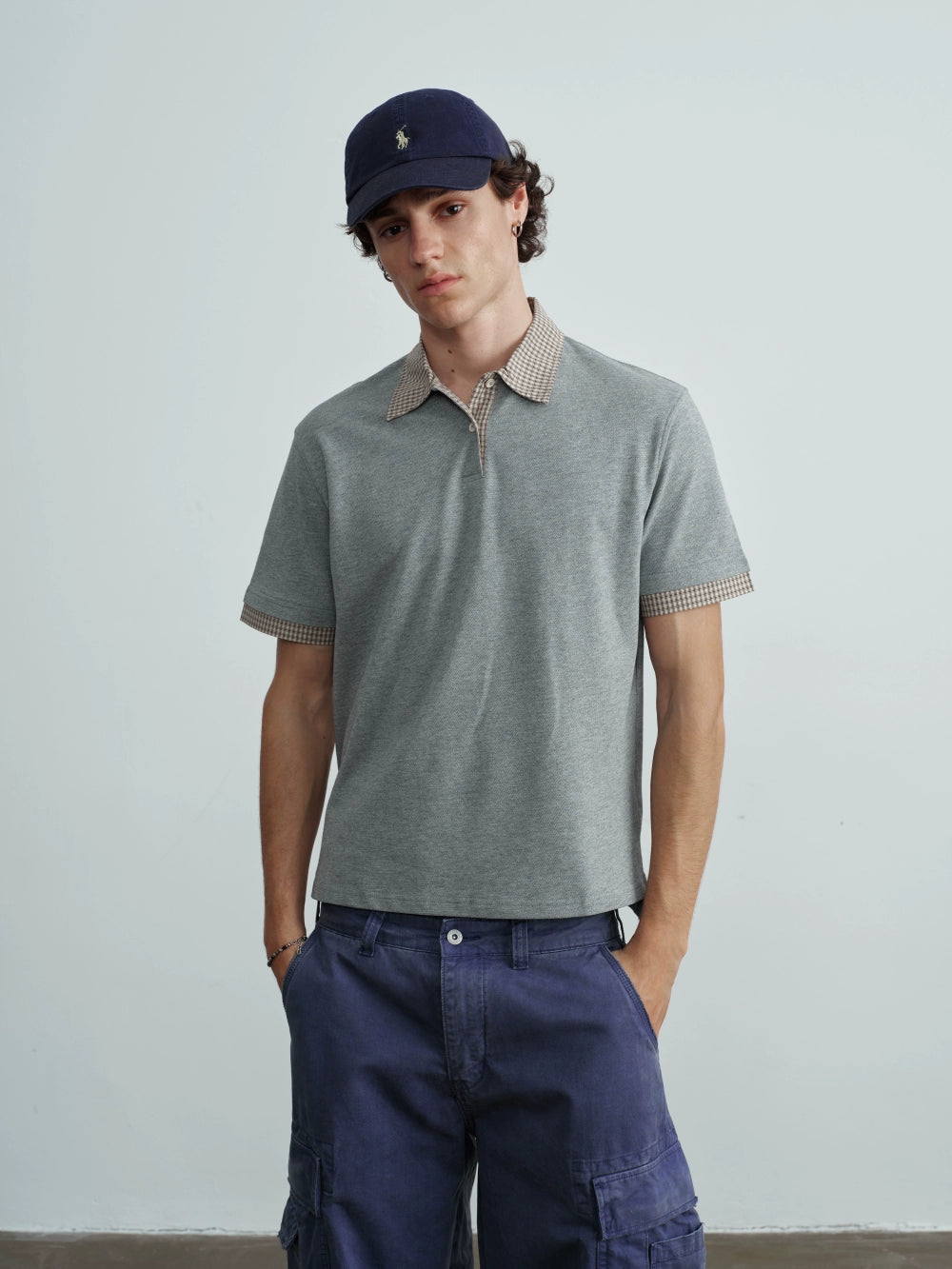 VLABMADE Plaid Neck Polo Shirt