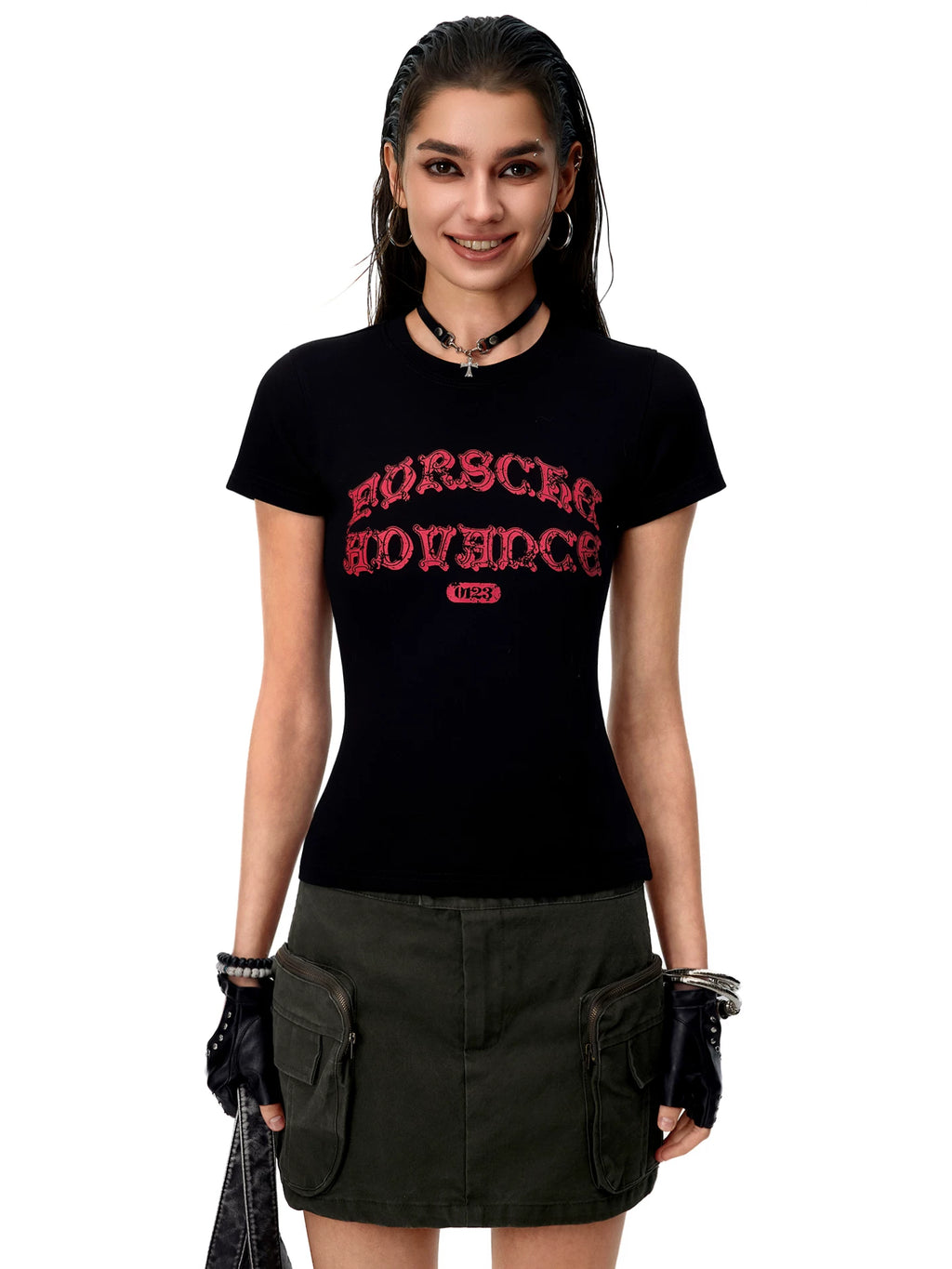 0123 Start Vintage Crew Neck Shoulder-fit Slim Tee