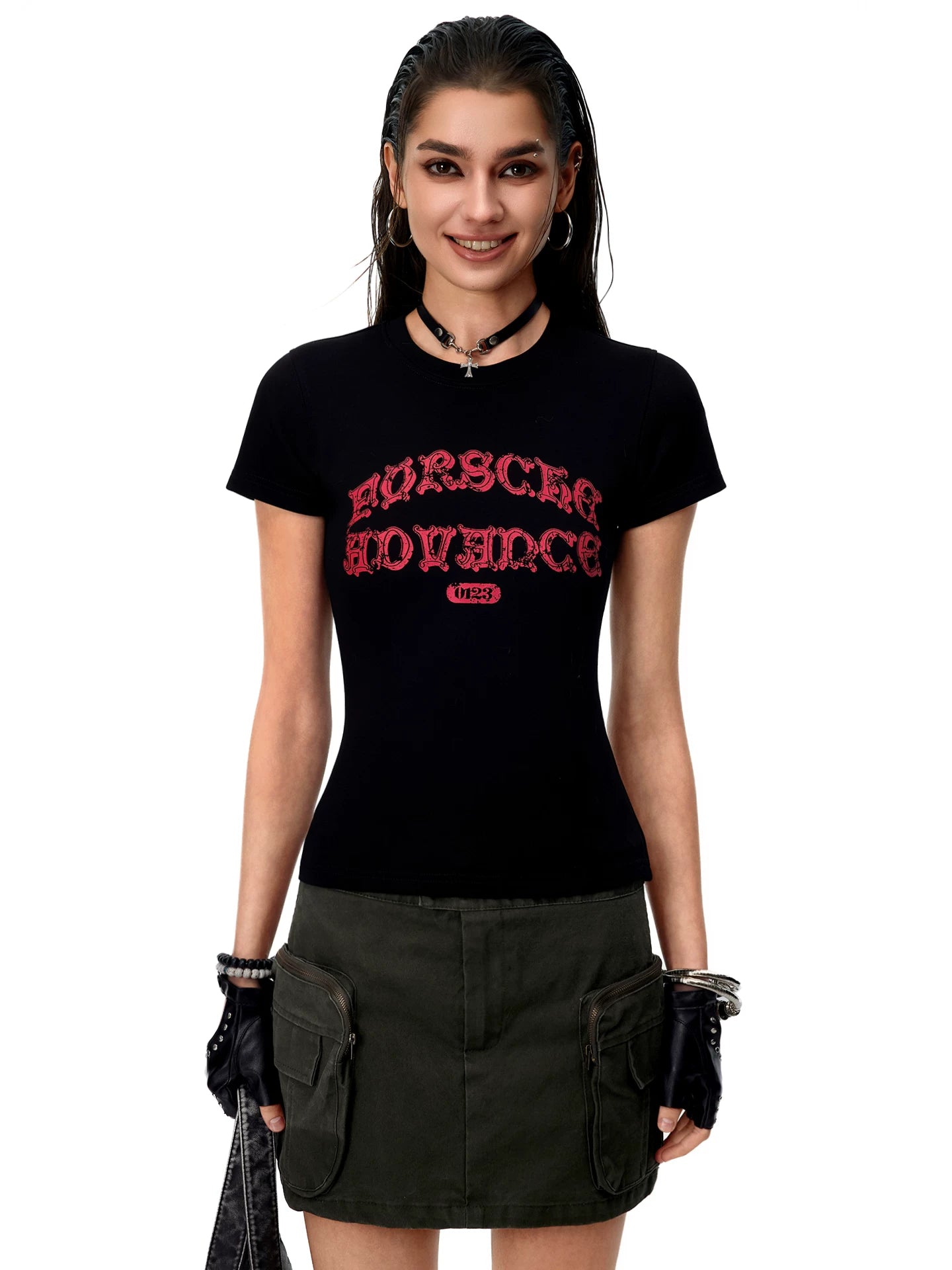 0123 Start Vintage Crew Neck Shoulder-fit Slim Tee