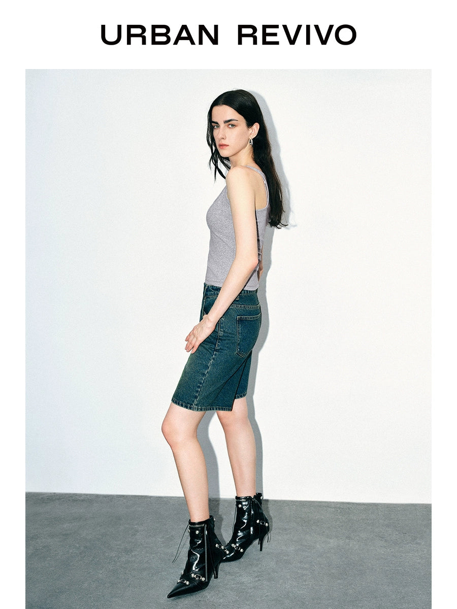 URBAN REVIVO Casual Versatile Slim Square Neck Vest