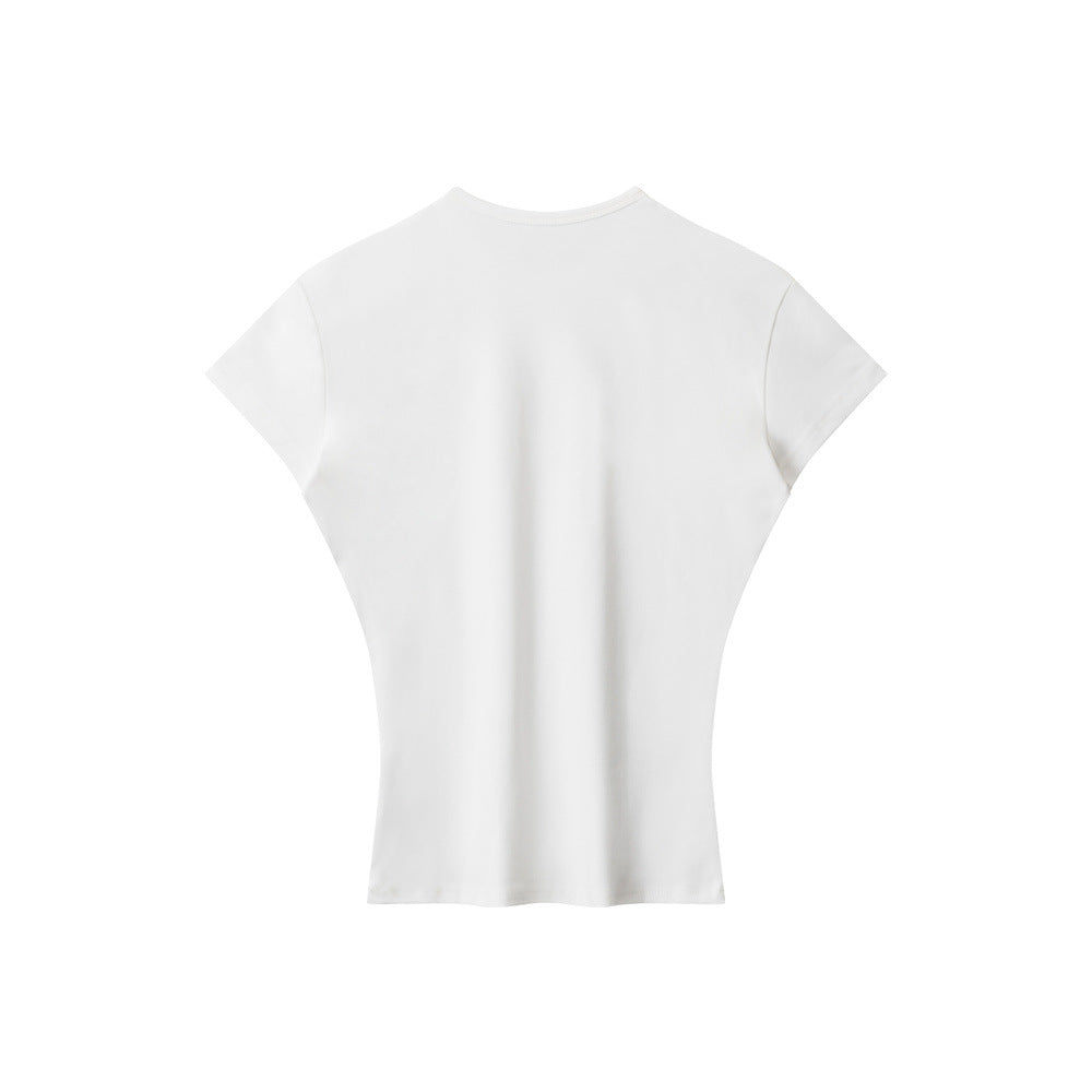 Nariele Simple Front Shoulder Slim Fit Waist Tee