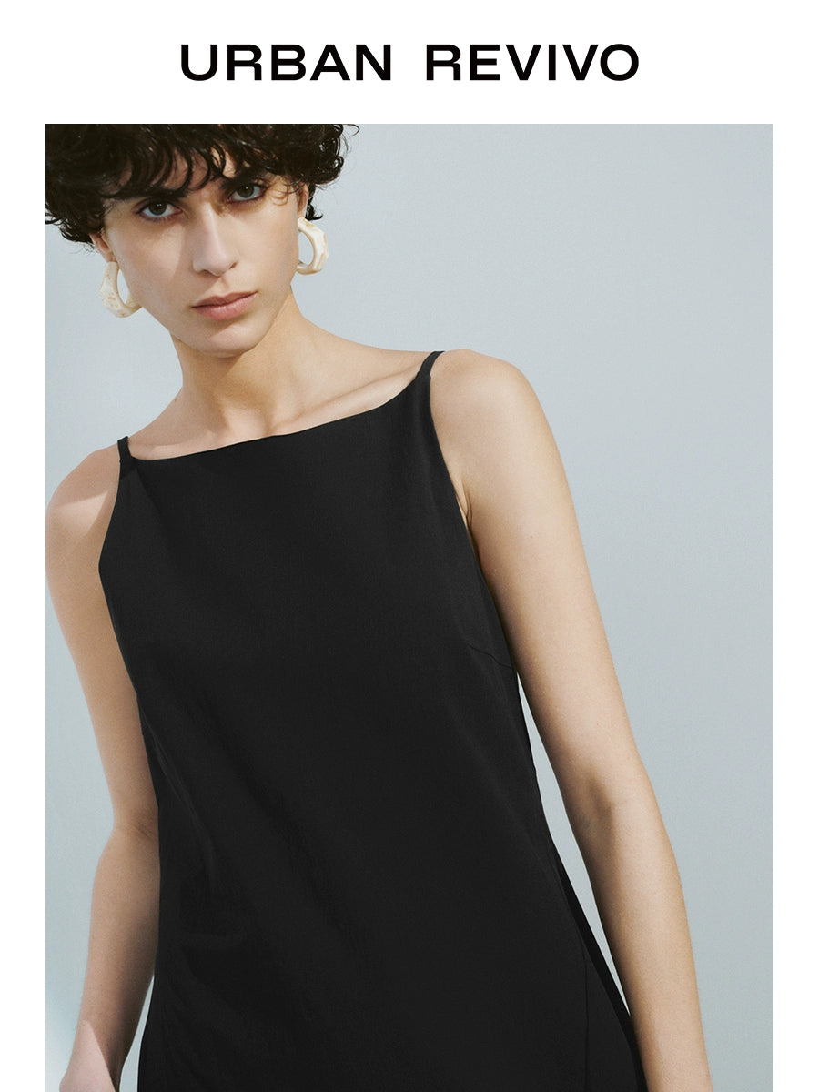URBAN REVIVO Temperament Back Zipper Waist Sleeveless Dress