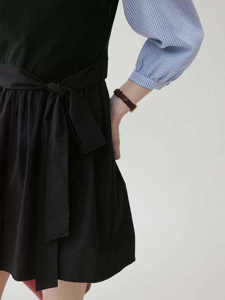 VOOE Crew Neck Lace-Up Vest Dress