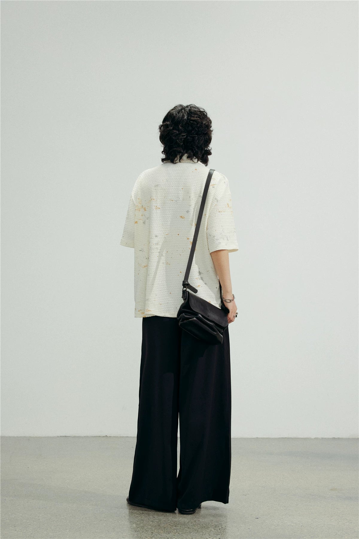 SUNYVONNE Lazy Old Ink-splashing Short-sleeved Shirt