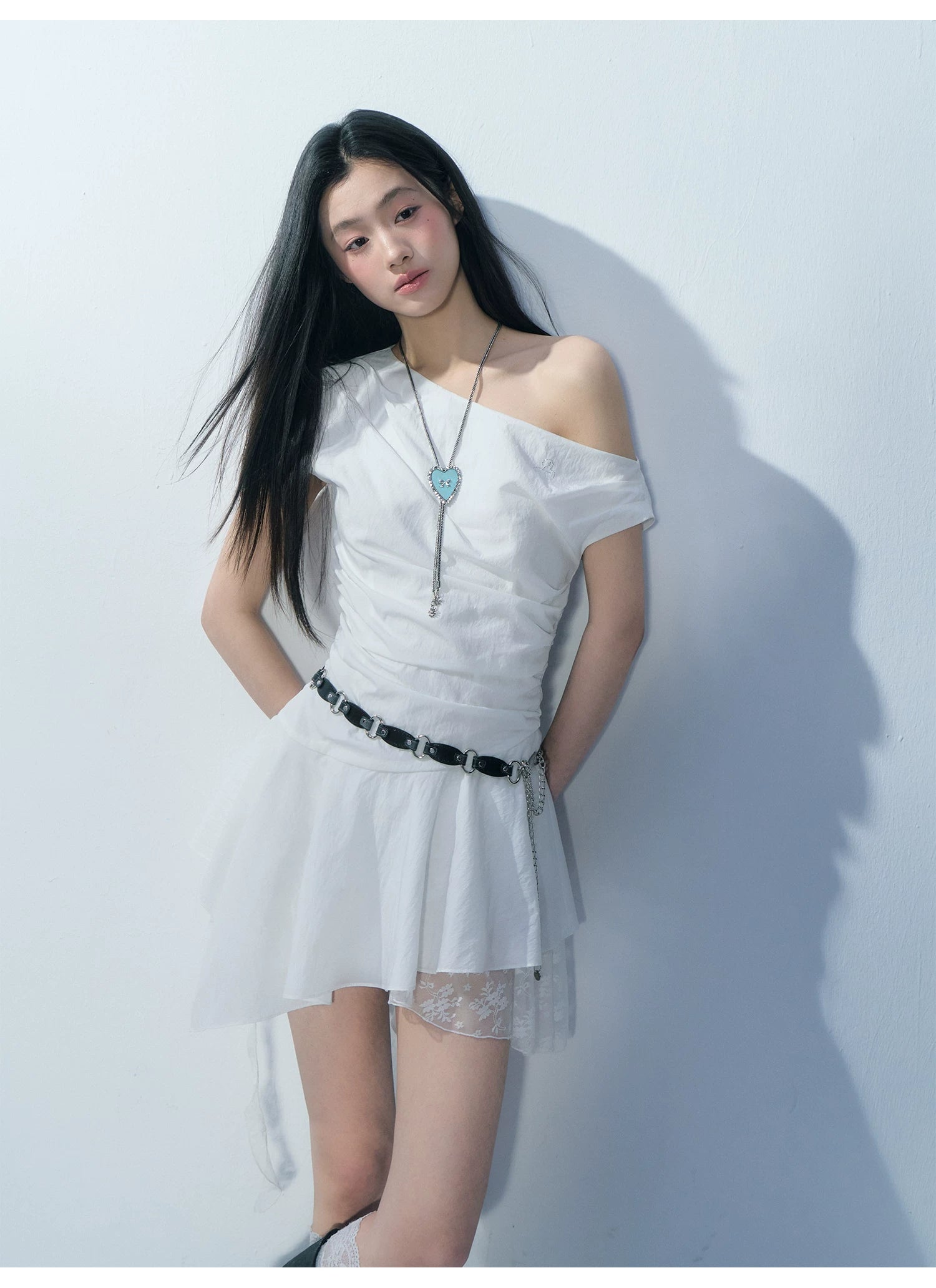 Ablueberry Lace Stitching Off-the-shoulder Dress