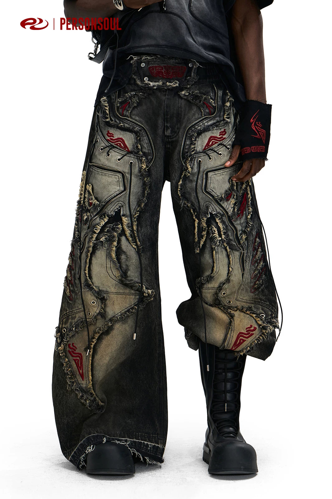 PERSONSOUL Totem Embroidered Jeans