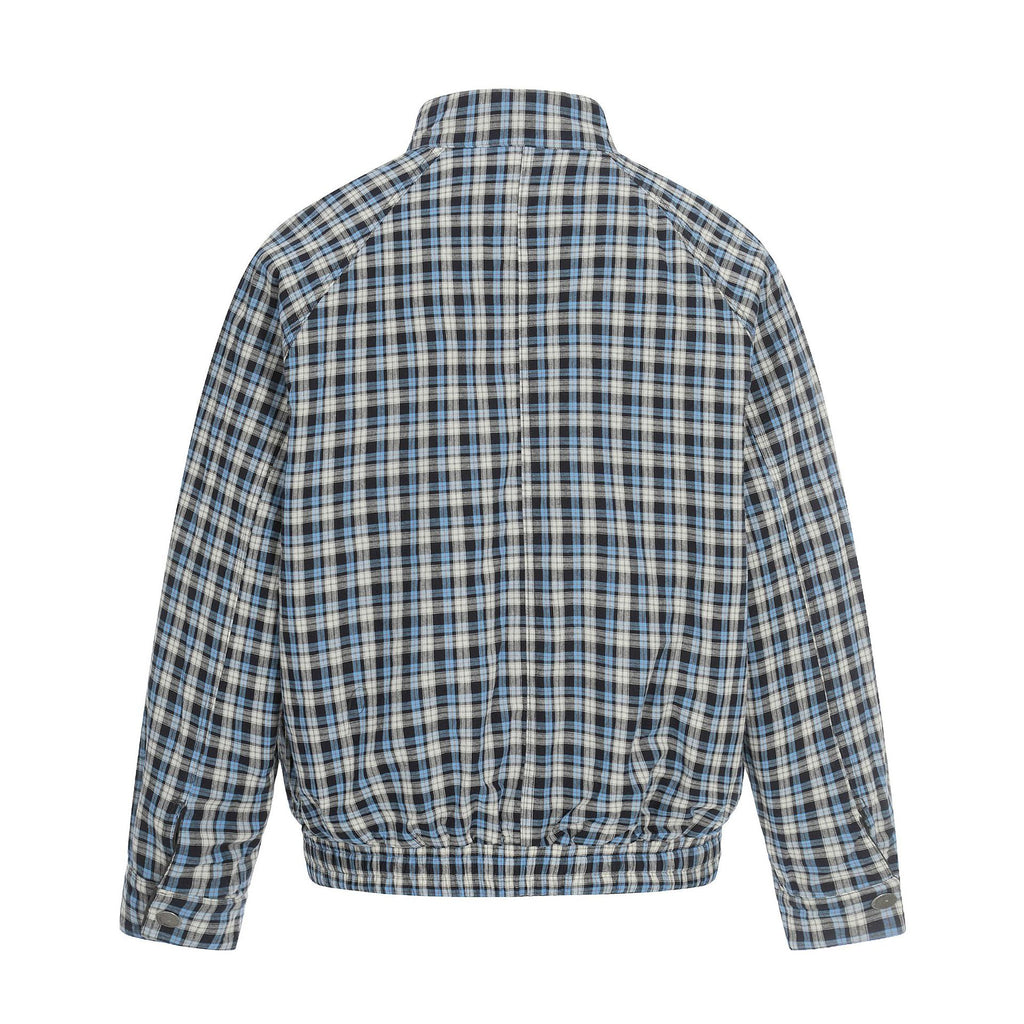 11KN Retro Plaid Double-sided Wear Contrasting Color Stand-up Collar Jacket