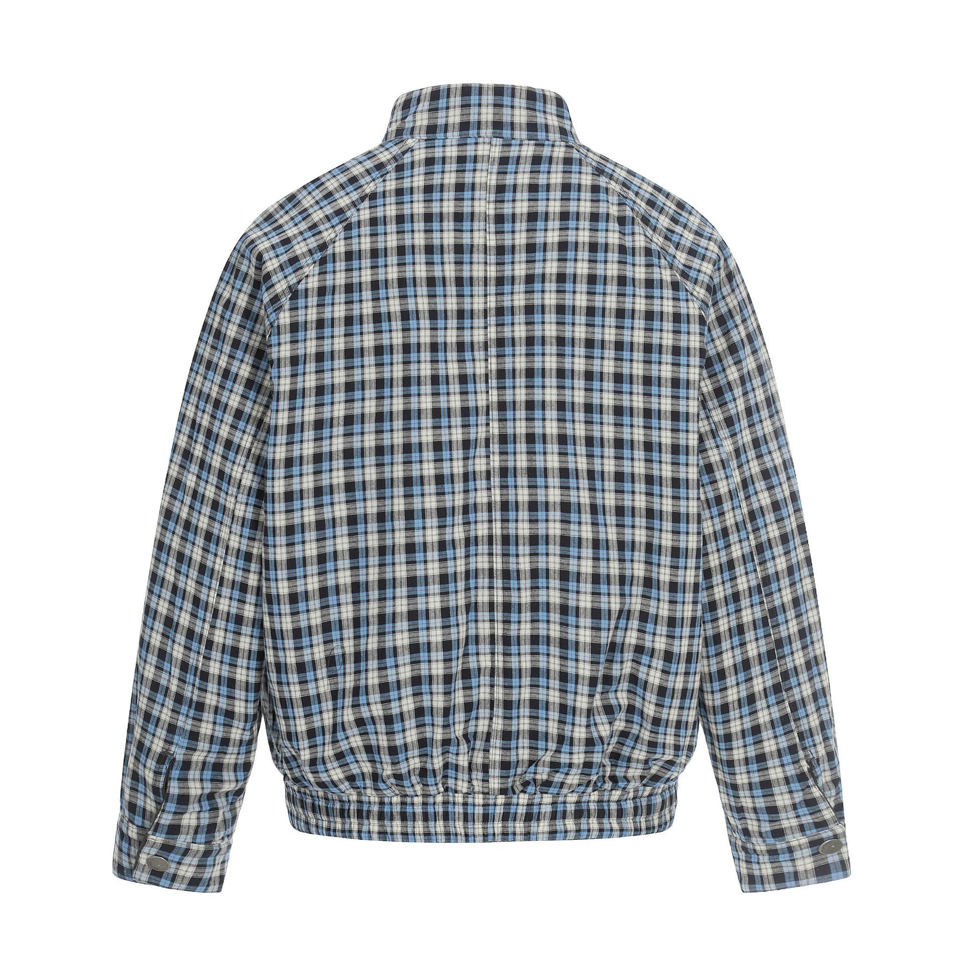 11KN Retro Plaid Double-sided Wear Contrasting Color Stand-up Collar Jacket