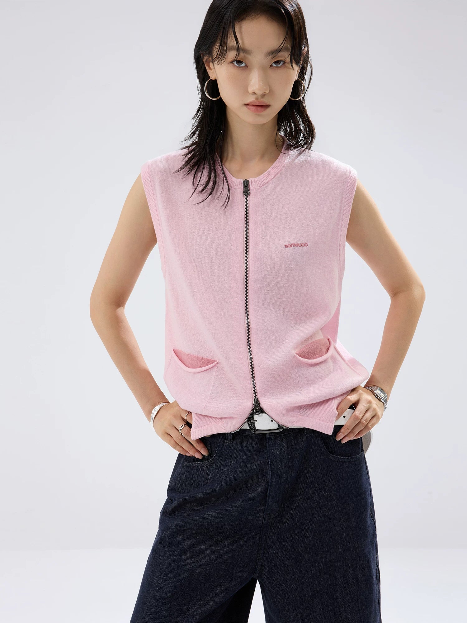 Sameuoo Embroidered Casual Woolen Vest
