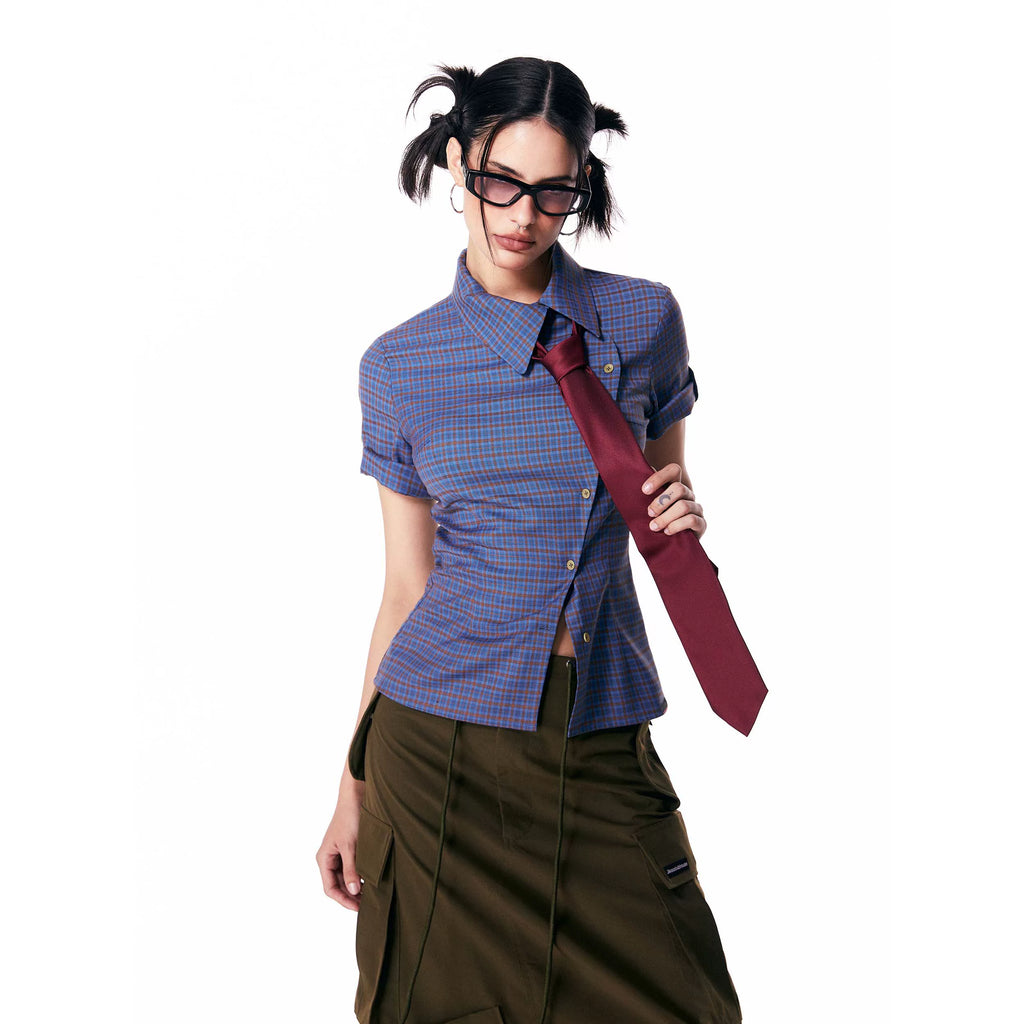JIKOO Plaid Lapel Shirt