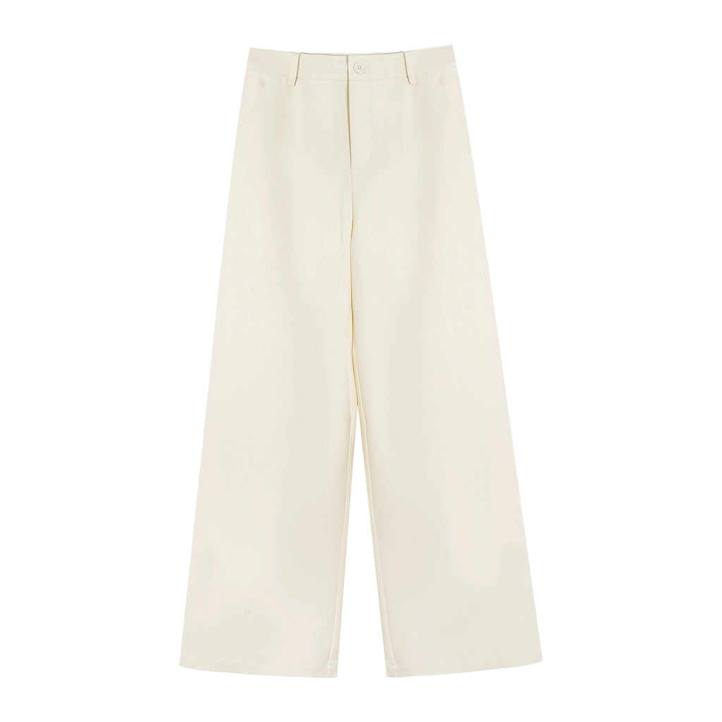 LLROGE Short Strapless Tube Top + High Waist Wide Leg Straight Casual Pants