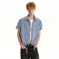 A PUEE Retro Old Money Short-Sleeve Plaid Shirt – Boxy Loose Fit