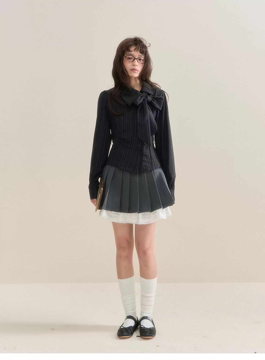 SunsetPark Romantic Irregular Detachable Bow Blouse