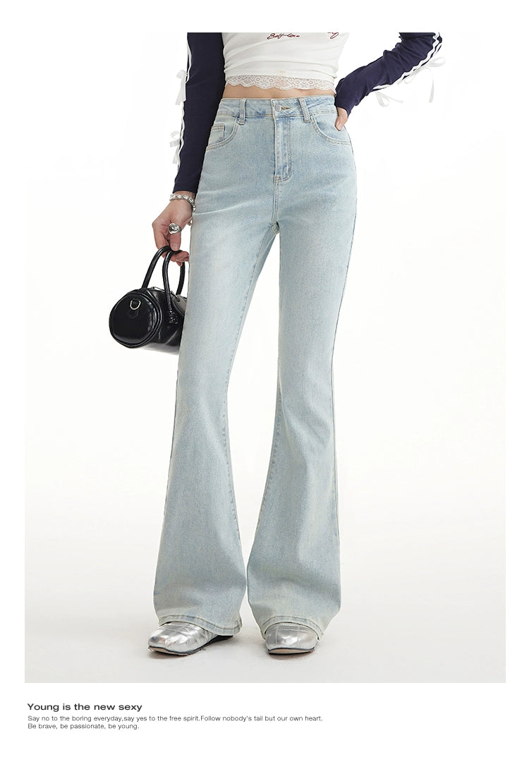 UNIFREE Slightly Pulled Low-rise Slim-fit Fashion Jeans