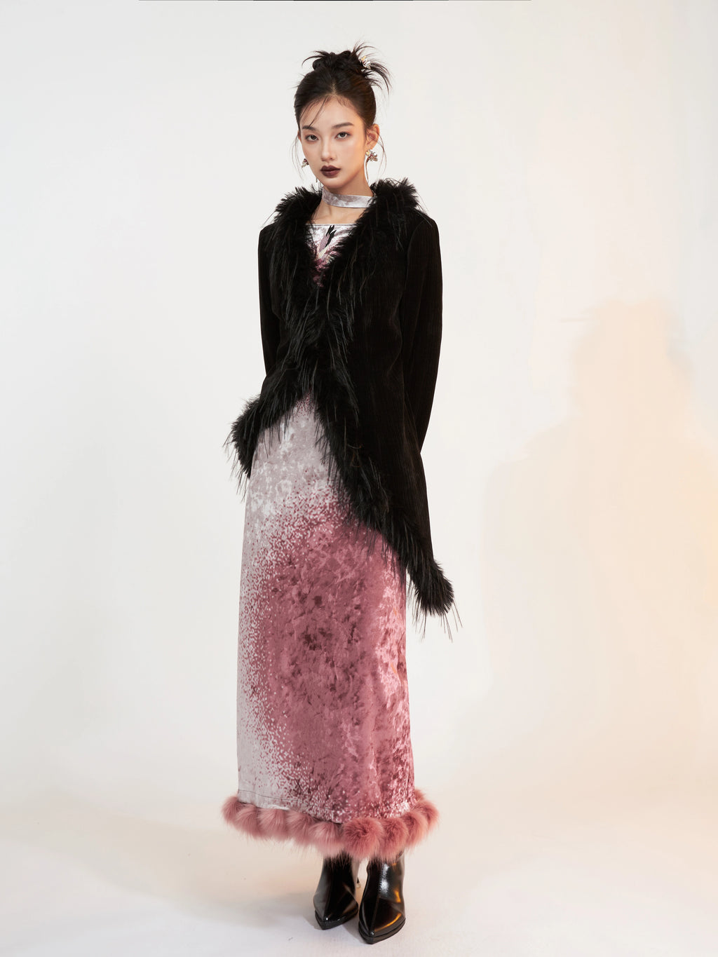 Eidolon Grain Vintage Fur Collar Irregular Fur Short Jacket