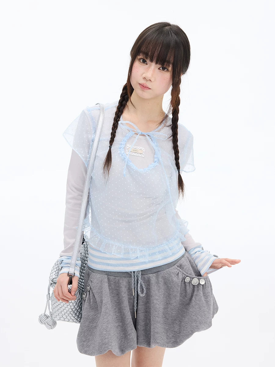 MOMSAYCAN Striped Splicing Long-sleeved Set