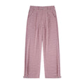 NICEBAD Flower-embroidered Plaid Trousers
