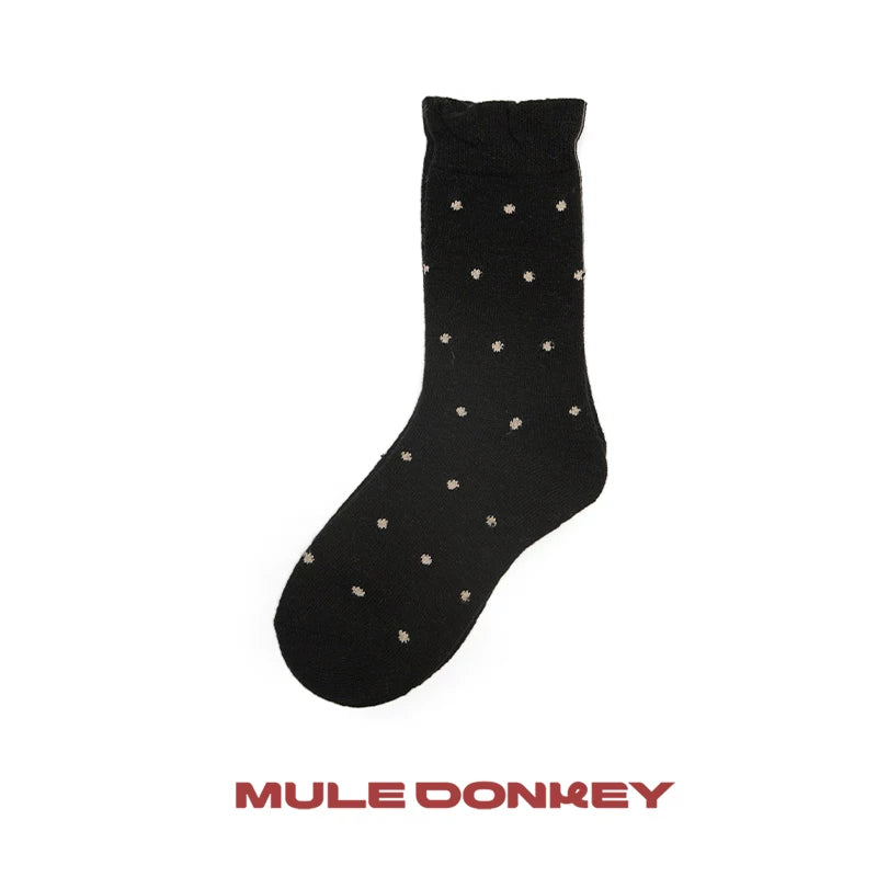Mule Donkey Polka Dot Medium Tube Wool Stacking Socks