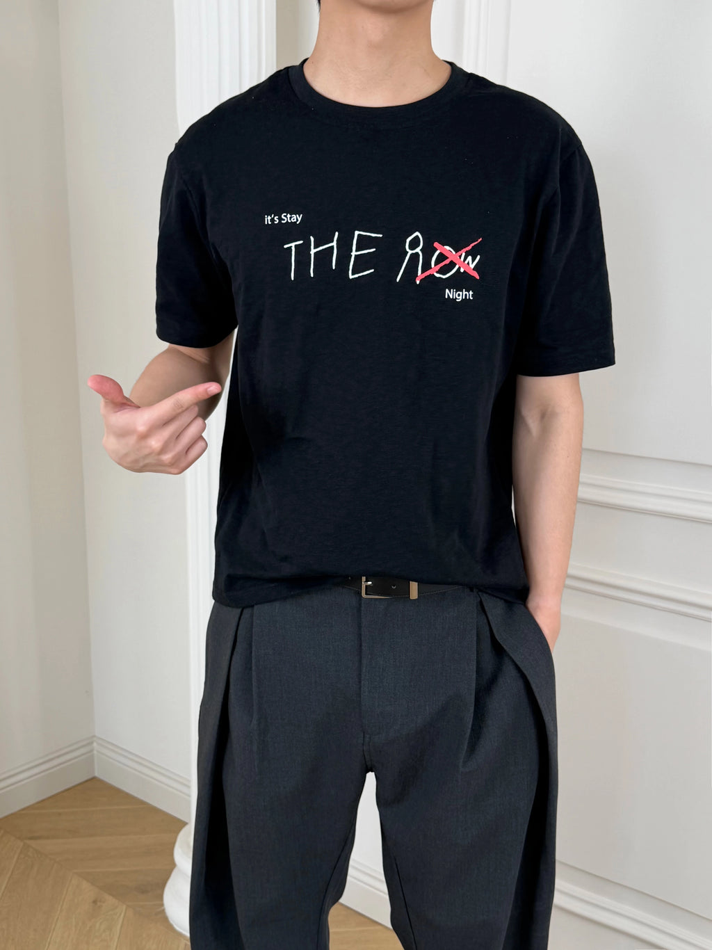 Stay The Night Simple Casual Shoulder Versatile Tee