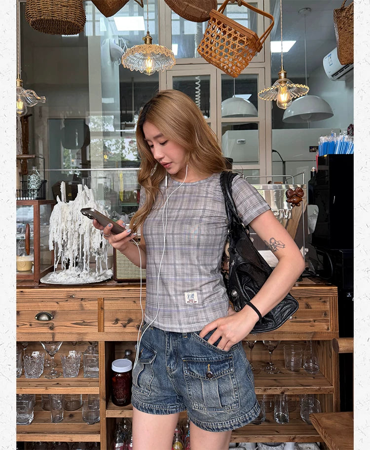 CCYE Lattice Mesh Breathable Front Shoulder Tee