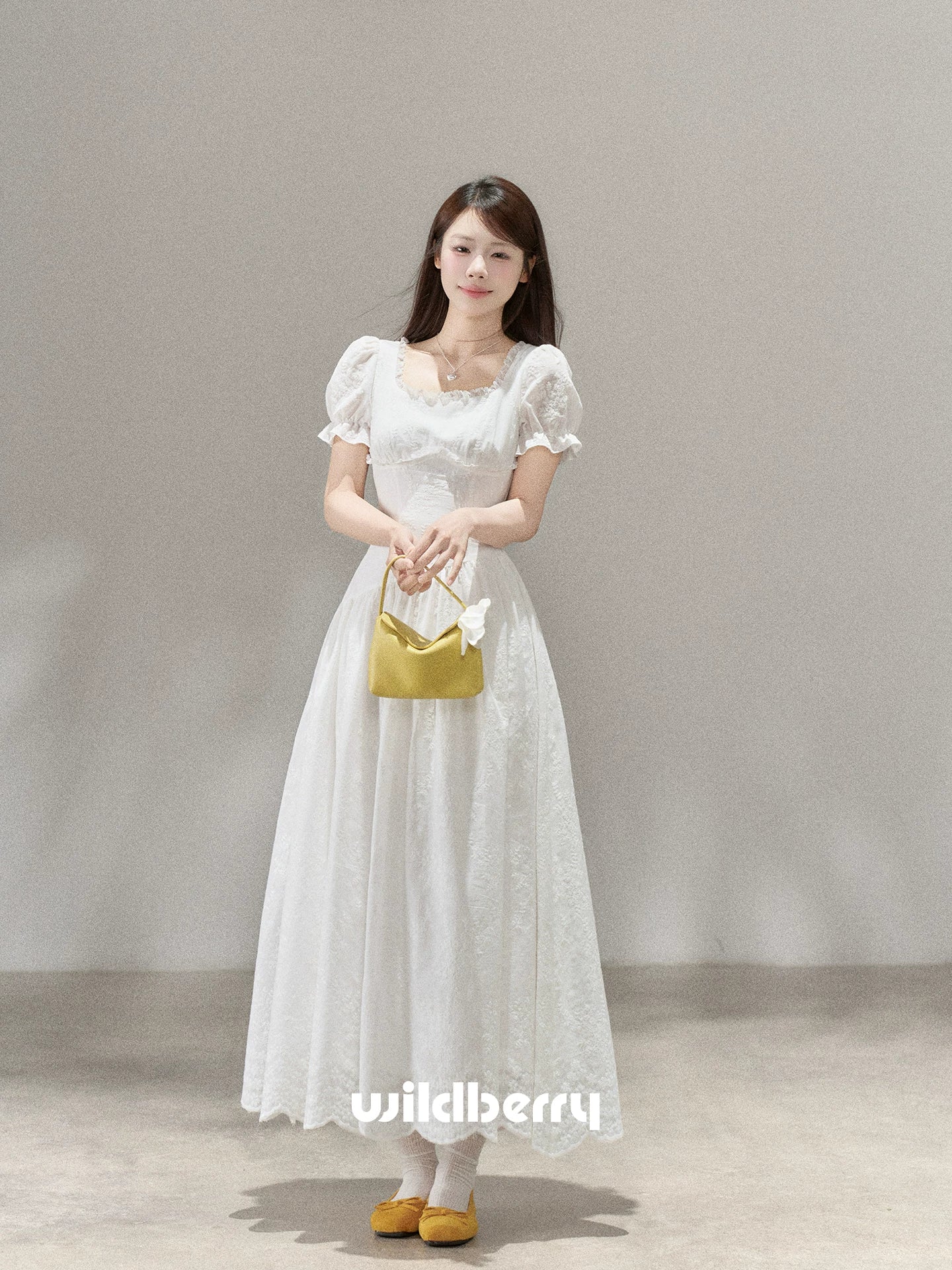 Wildberry Square Collar Waist Temperament Dress