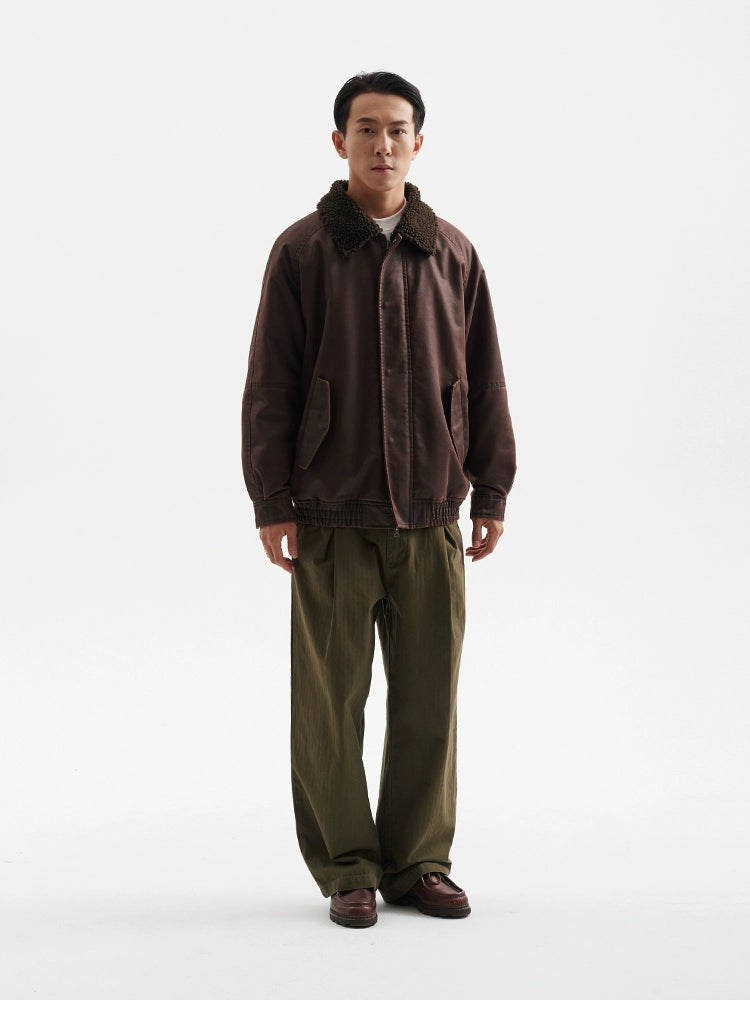 BUTTBILL Vintage Loose Imitation Cashmere Collar Jacket