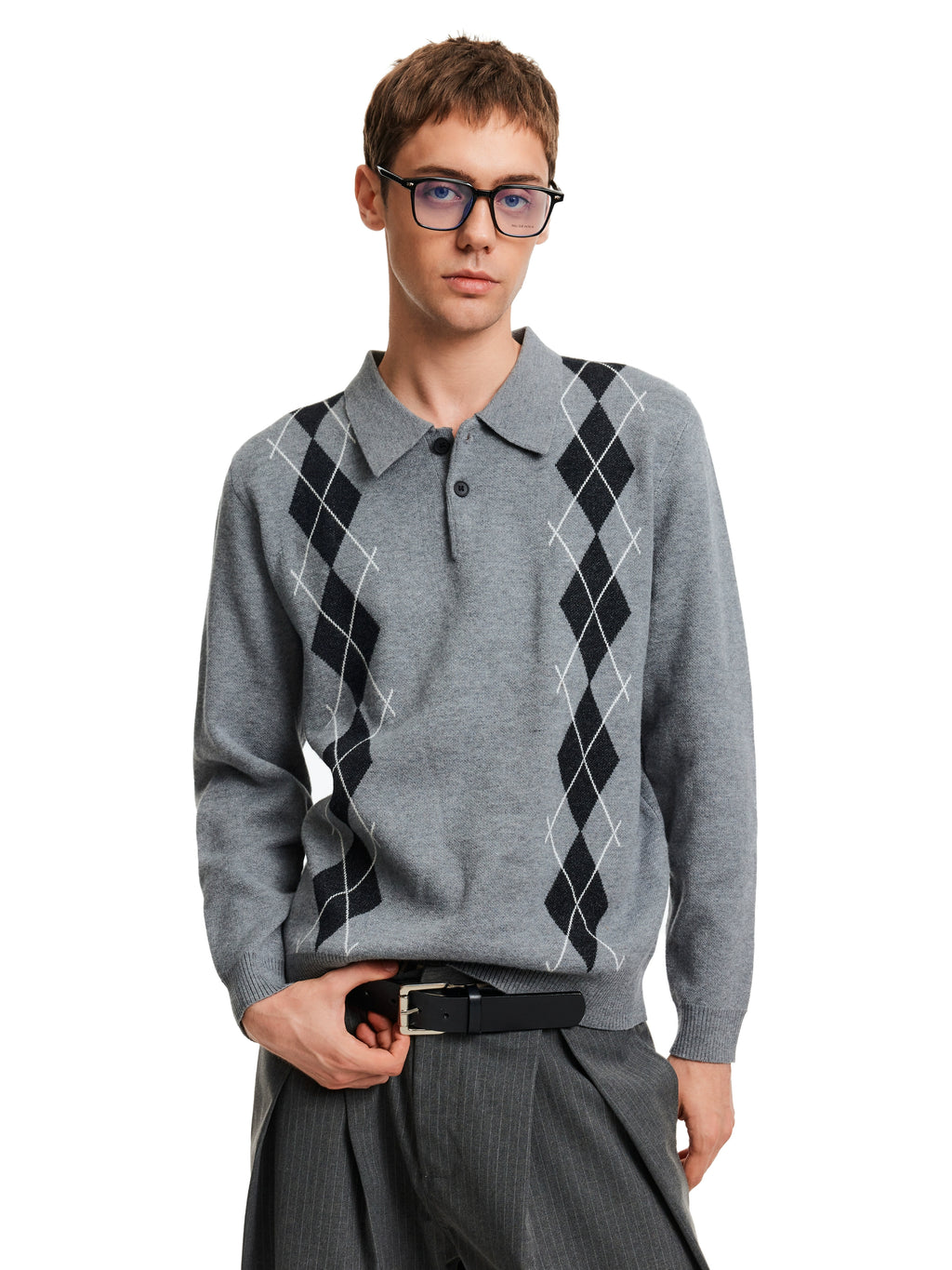 MADWITCH Vintage Contrasting Rhombus Knitted Sweater