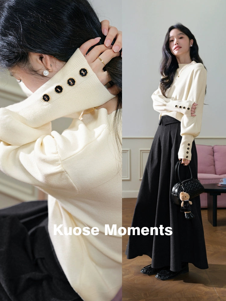 Kuose Waist and Inner Knitted Sweater Dress Two-piece Set