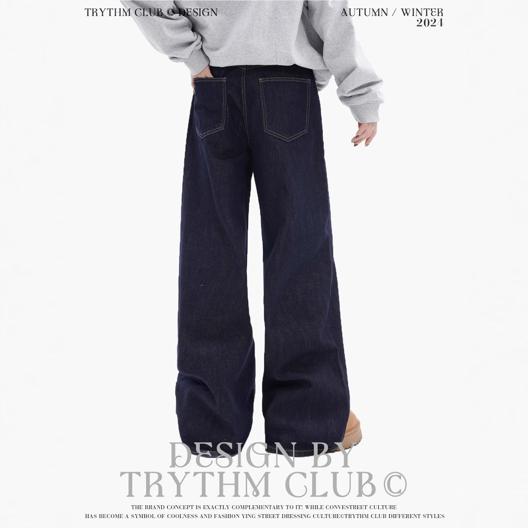 TRYTHMCLUB Loose Straight Denim Trousers
