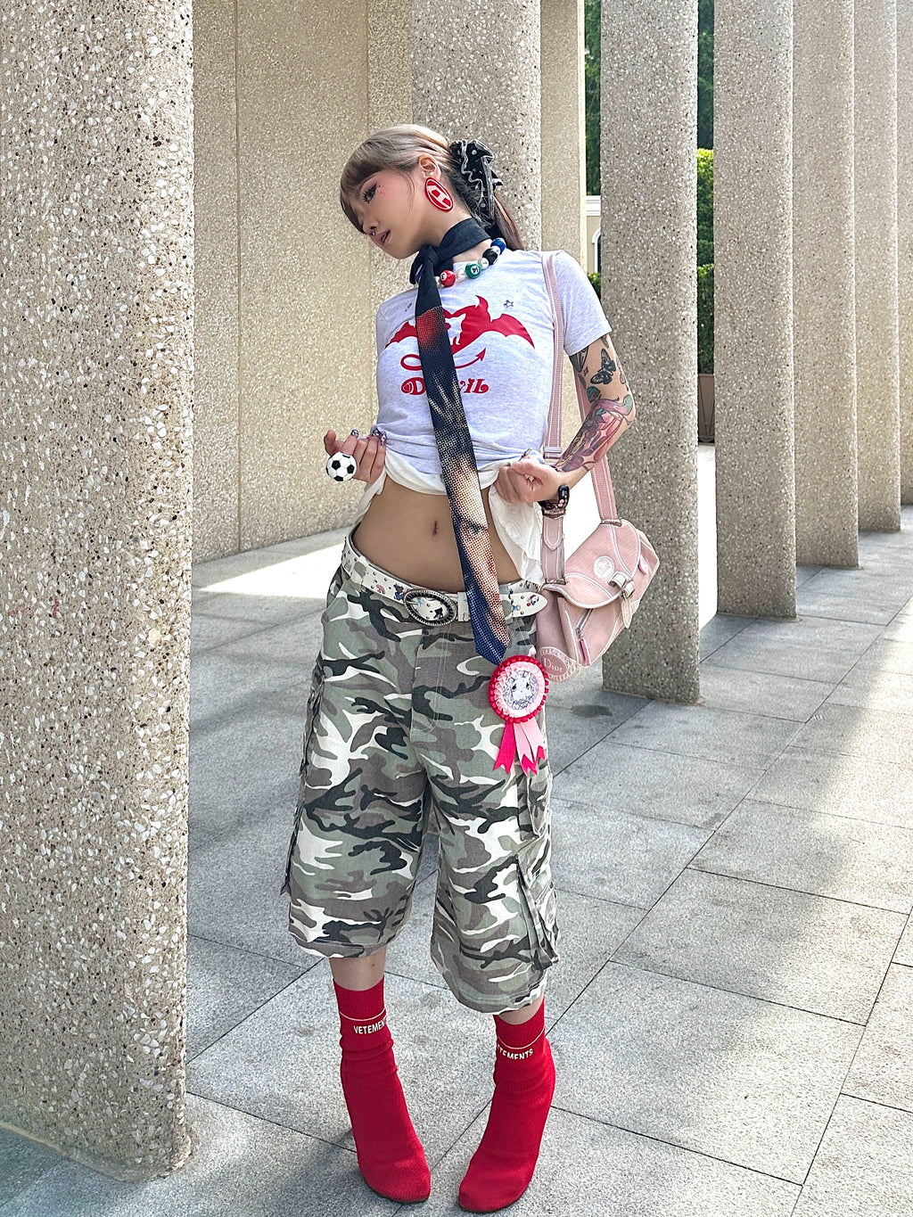 CHAI Camouflage Casual Versatile Canvas Cropped Pants