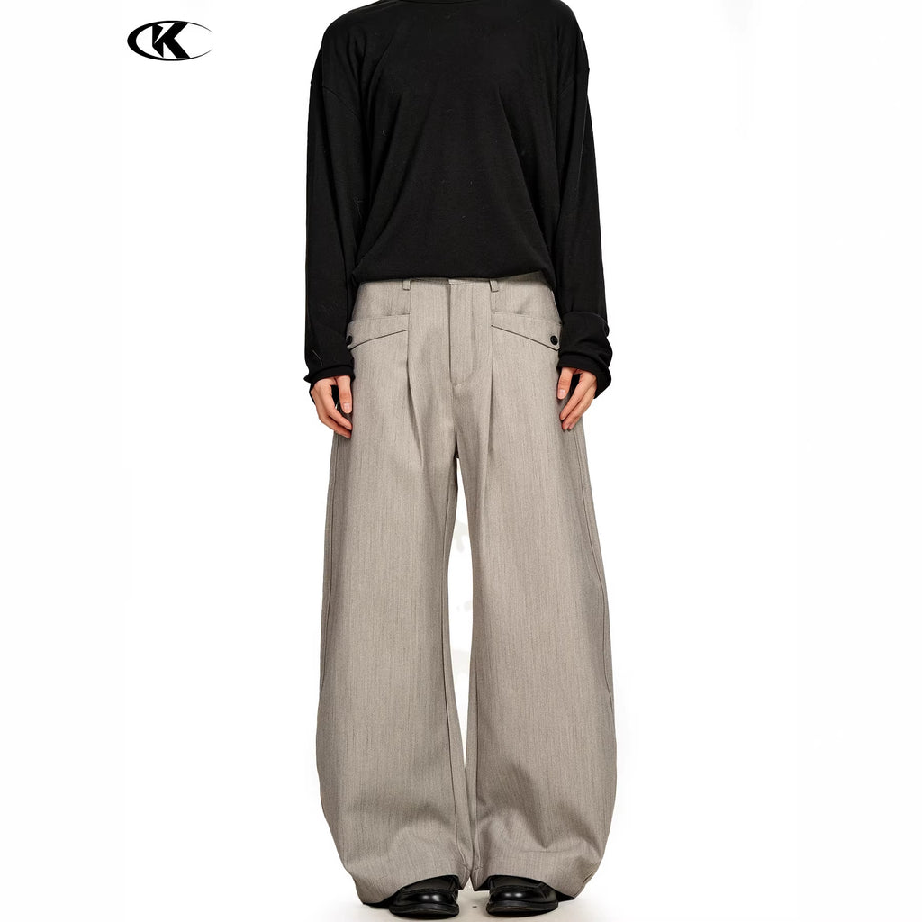11KN Retro Double-pleated Loose Casual Trousers